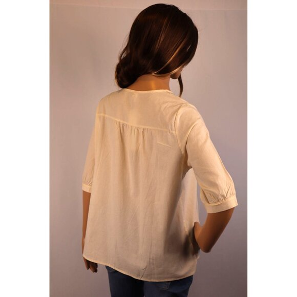 Jin‎ Yishang By Women's Cream Embroidered Blouse Size Medium - Picture 2 of 10